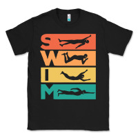 Black Retro Vintage Swimming Gift For Swimmers Classic Tee - longCreatives