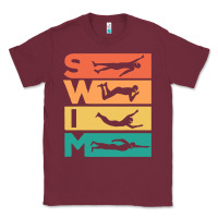 Burgundy Retro Vintage Swimming Gift For Swimmers Classic Tee - longCreatives