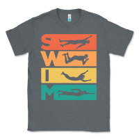 Charcoal Heather Retro Vintage Swimming Gift For Swimmers Classic Tee - longCreatives