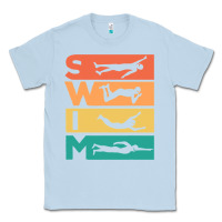 Dusty Blue Retro Vintage Swimming Gift For Swimmers Classic Tee - longCreatives