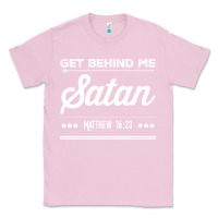Bubblegum Pink Get behind me Satan Matthew 1623 Quote Classic Tee - longCreatives