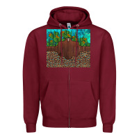 Burgundy custom cactus and sunflowers leopard turquoise Zipper Hoodie - Artiststas