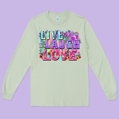 Live Laugh Love Hippie Valentine's Day Long Sleeve Tee Designed By Fadigitalartstudio