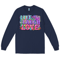 Navy Live laugh love hippie Valentine's Day Long Sleeve Tee - FaDigitalArtStudio