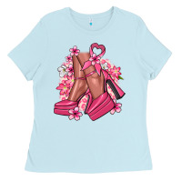 Baby Blue Cancer high heels Cancer Awareness Ladies Tee - HowdyJamesFarm