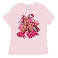 Bubblegum Pink Cancer high heels Cancer Awareness Ladies Tee - HowdyJamesFarm