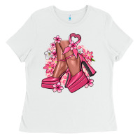 White Cancer high heels Cancer Awareness Ladies Tee - HowdyJamesFarm