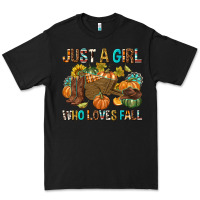 Black Just a Girl Who Loves Fall Premium Tee - texasbilliewilder