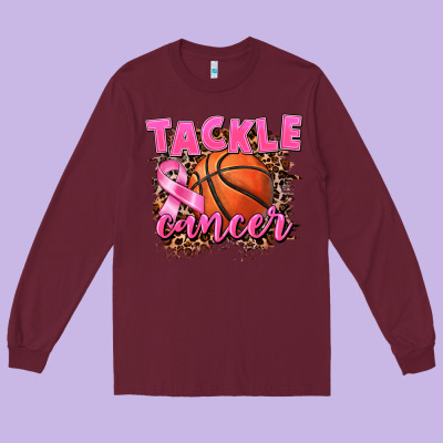 Tackle Cancer Basketball Long Sleeve Tee Designed By Fadigitalartstudio