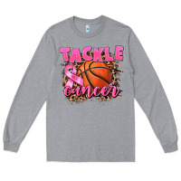 Heather Grey Tackle Cancer Basketball Long Sleeve Tee - FaDigitalArtStudio