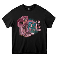 Black Walk By Faith Not By Sight Heavy Core Tee - JahusDesignShop