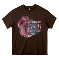Chocolate Brown Walk By Faith Not By Sight Heavy Core Tee - JahusDesignShop