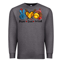 Charcoal Heather peace love  softball Premium Sweatshirt - AdoDesignShop