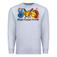 Heather Grey peace love  softball Premium Sweatshirt - AdoDesignShop