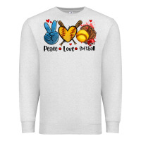 Oatmeal Heather peace love  softball Premium Sweatshirt - AdoDesignShop