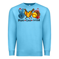 Ocean Blue peace love  softball Premium Sweatshirt - AdoDesignShop
