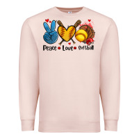 Pale Pink peace love  softball Premium Sweatshirt - AdoDesignShop