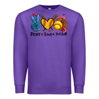Purple peace love  softball Premium Sweatshirt - AdoDesignShop