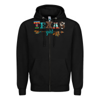Black texas girl serape turquoise leopard cowhide arrow Zipper Hoodie - Artiststas