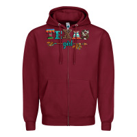 Burgundy texas girl serape turquoise leopard cowhide arrow Zipper Hoodie - Artiststas