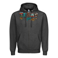 Charcoal Heather texas girl serape turquoise leopard cowhide arrow Zipper Hoodie - Artiststas
