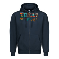 Navy texas girl serape turquoise leopard cowhide arrow Zipper Hoodie - Artiststas