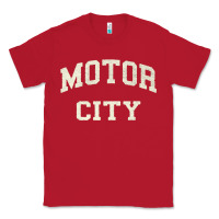 Red Classic Motor City Detroit Varsity Classic Tee - longCreatives