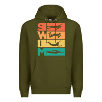 Army Green Retro Vintage Swimming Gift For Swimmers Premium Hoodie - longCreatives