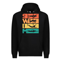 Black Retro Vintage Swimming Gift For Swimmers Premium Hoodie - longCreatives