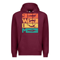 Burgundy Retro Vintage Swimming Gift For Swimmers Premium Hoodie - longCreatives