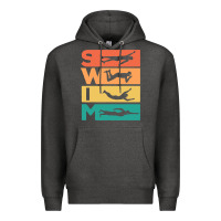 Charcoal Heather Retro Vintage Swimming Gift For Swimmers Premium Hoodie - longCreatives