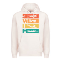 Pale Pink Retro Vintage Swimming Gift For Swimmers Premium Hoodie - longCreatives