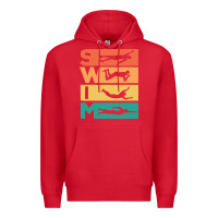 Red Retro Vintage Swimming Gift For Swimmers Premium Hoodie - longCreatives
