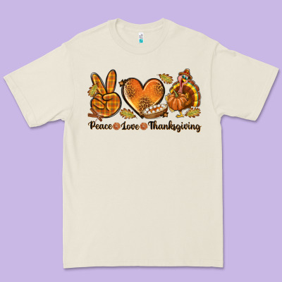 Peace Love Thanksgiving Premium Tee Designed By Texasbilliewilder
