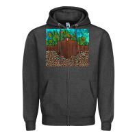 Charcoal Heather custom cactus and sunflowers leopard turquoise Zipper Hoodie - Artiststas