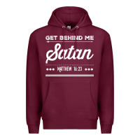 Burgundy Get behind me Satan Matthew 1623 Quote Premium Hoodie - longCreatives