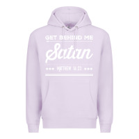 Lilac Get behind me Satan Matthew 1623 Quote Premium Hoodie - longCreatives