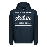 Navy Get behind me Satan Matthew 1623 Quote Premium Hoodie - longCreatives