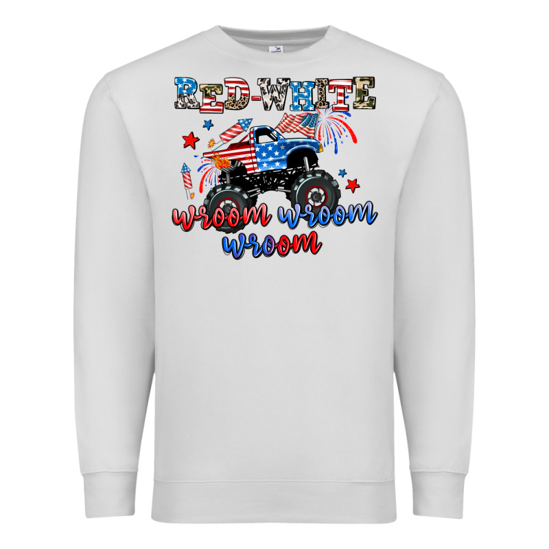 Red White Wroom Wroom Wroom Premium Sweatshirt by AdoDesignShop | Teevron