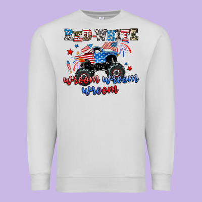 Red White Wroom Wroom Wroom Premium Sweatshirt Designed By Adodesignshop