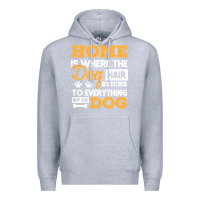 Heather Grey dog t  shirt home is where the dog hair stick funny  gift t  shirt Premium Hoodie - longCreatives