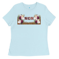 Baby Blue mom burgundy flowers with leopard Ladies Tee - TumblerDesignByShophia