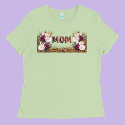 Mom Burgundy Flowers With Leopard Ladies Tee Designed By Tumblerdesignbyshophia