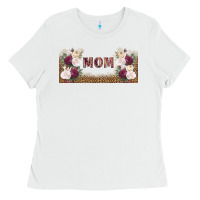 White mom burgundy flowers with leopard Ladies Tee - TumblerDesignByShophia