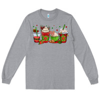Heather Grey christmas coffee cups Long Sleeve Tee - OliviaCreatesArt