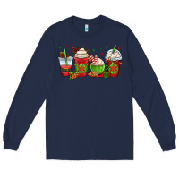 Navy christmas coffee cups Long Sleeve Tee - OliviaCreatesArt