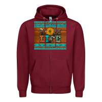 Burgundy mom life leopard cowhide turquoise aztec Zipper Hoodie - Artiststas