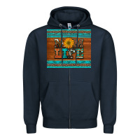 Navy mom life leopard cowhide turquoise aztec Zipper Hoodie - Artiststas