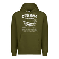 Army Green cessna distressed Premium Hoodie - longCreatives