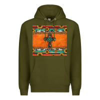 Army Green sunflowers cross aztec pattern Premium Hoodie - Jasminsmagicworld